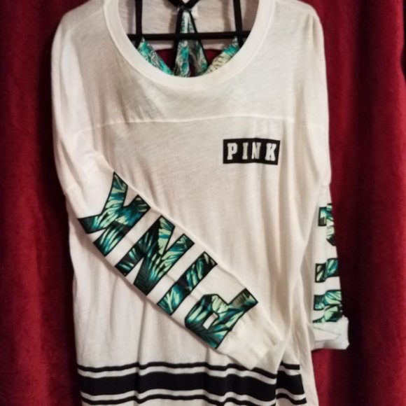 2 Piece-PINK VS Open BACK Tee & Bra NWOT - Picture 2 of 15